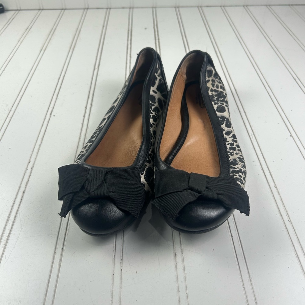 Coach Reagan Leopard Print Ballet Flats Black Bow Leather Women’s Size 8 - Picture 3 of 11